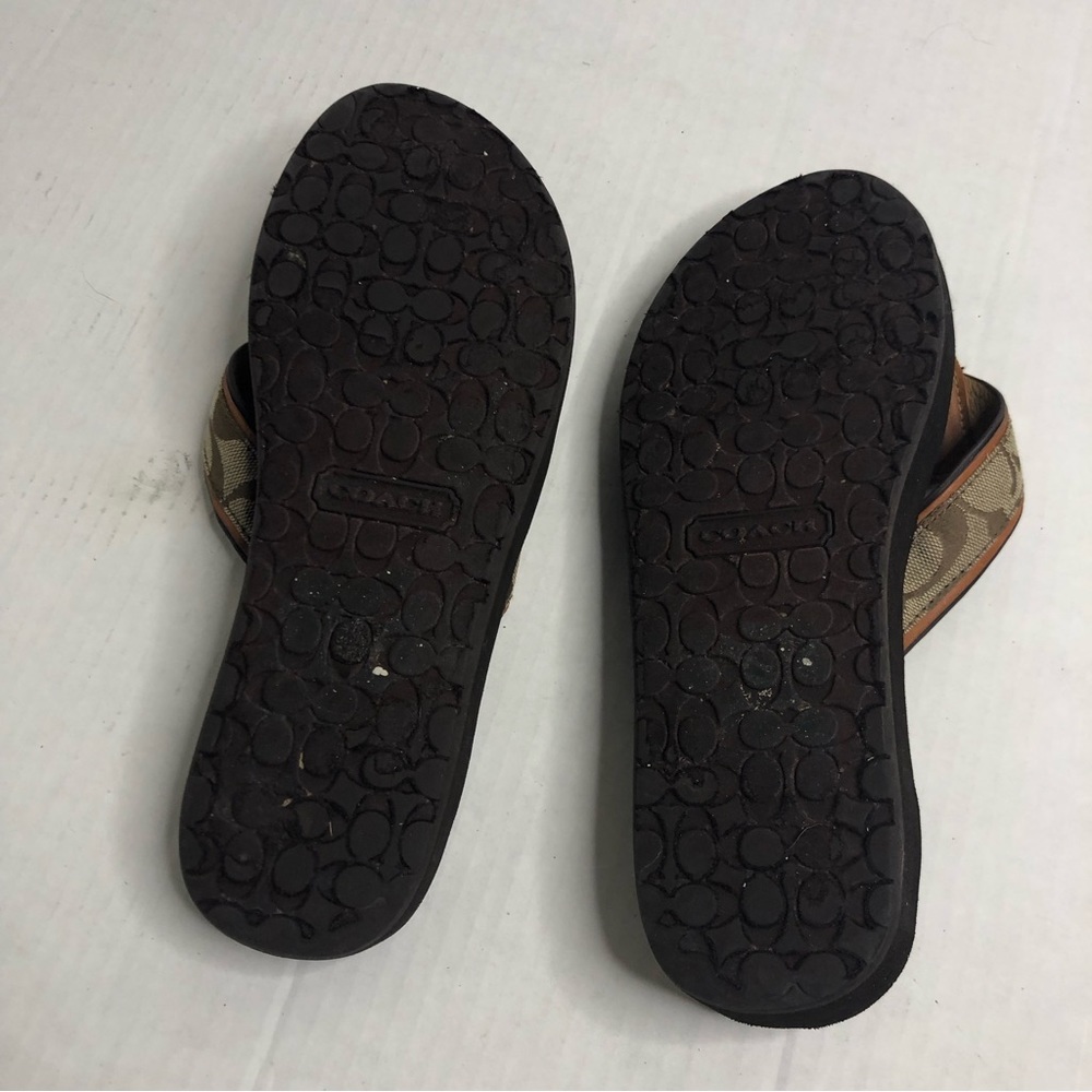 Coach Sandals Juanita Logo Womens Size 8 8.5 Brown Wedges - Picture 11 of 11